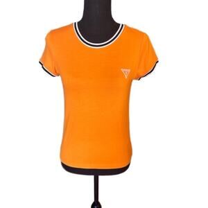 Guess Orange Short Sleeve Shirt – Size Small Casual Chic